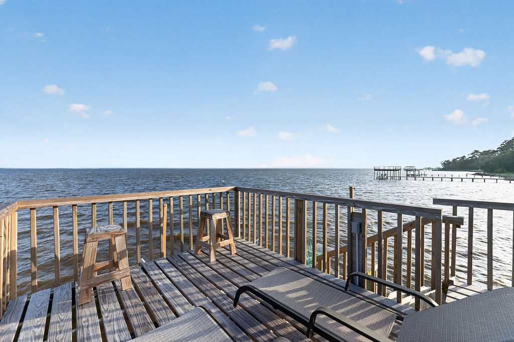 The open view across Choctawhatchee Bay from the dock's sundeck platform